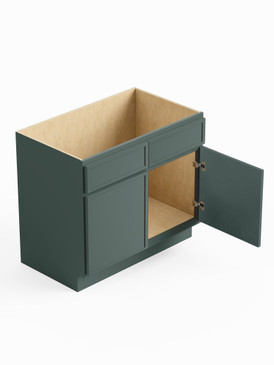 36-in x 21-in x 35-in Ready to Assemble Slim Shaker Double Door Double Drawer Front Vanity Sink Base Cabinet, Green, VS36-RTA-FR02-GR