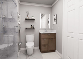27-in x 21-in x 35-in Ready to Assemble Slim Shaker Vanity Combo Base Cabinet With Two Drawers on Left, Tan Wood, V2721DL-2D-RTA-FR02-TW