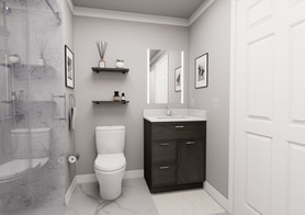 27-in x 21-in x 35-in Ready to Assemble Slim Shaker Vanity Combo Base Cabinet With Two Drawers on Left, Smokey Grey, V2721DL-2D-RTA-FR02-SG