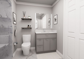 36-in x 21-in x 35-in Ready to Assemble Slim Shaker Vanity Combo Base Cabinet With Two Drawers on Left, Light Grey, V3621DL-2D-RTA-FR02-LG