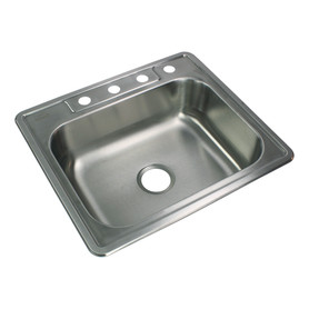 25-in x 22 1/64-in x 6-in 22 Gauge Single Bowl, Stainless Steel Kitchen Sink, Drop-in Installation, with 4 Faucet Holes