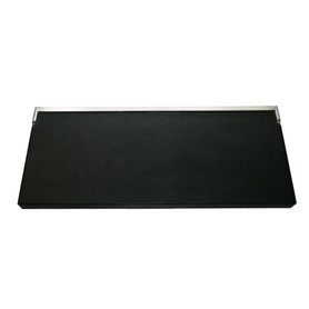 Preston flip-up fold-down ADA compliant padded shower seat in black and brushed stainless, 34 in. W x 15 in. D, by Transolid, PPS1534UP-09BS