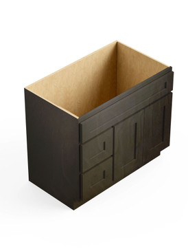 36-in x 21-in x 35-in Ready to Assemble Shaker Vanity Combo Base Cabinet With Two Drawers on Left, Smokey Grey, V3621DL-2D-RTA-FR01-SG