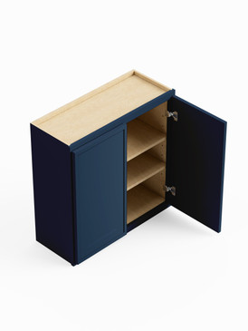 24-in x 12-in x 36-in Ready To Assemble Slim Shaker Double Door Wall Cabinet, Navy Blue