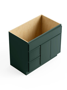 36-in x 21-in x 35-in Ready to Assemble Slim Shaker Vanity Combo Base Cabinet With Two Drawers on Left, Green, V3621DL-2D-RTA-FR02-GR