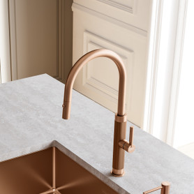 Mythos Masterpiece 18.3-Inch Single Handle Pull-Down Kitchen Faucet in Copper