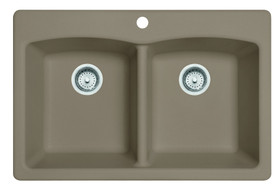 Ellipse 33.0-In. X 22.0-In. Fragranite Dual Mount Double Bowl Kitchen Sink in Oyster