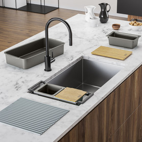 Cube Workcenter 31.5-In. X 17.7-In. 18 Gauge Stainless Steel Undermount Single Bowl Kitchen Sink
