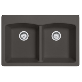 Ellipse 33.0-In. X 22.0-In. Fragranite Dual Mount Double Bowl Kitchen Sink in Slate Grey