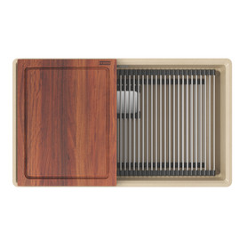 Peak 32.0-In. X 18.8-In. Fragranite Undermount Single Bowl Workcenter Kitchen Sink in Champagne