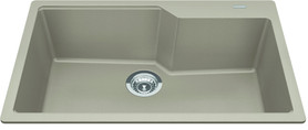 Granite Series 30.7-In Lr X 19.69-In Fb X 9.06-In Dp Drop In Single Bowl Granite Kitchen Sink in Champagne