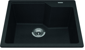 Granite Series 22.06-In Lr X 19.69-In Fb X 9.06-In Dp Drop In Single Bowl Granite Kitchen Sink in Onyx