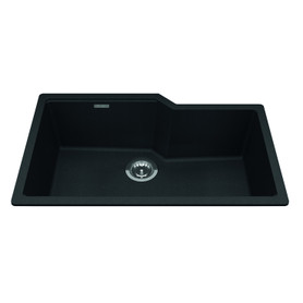 Granite Series 30.69-In Lr X 19.69-In Fb Undermount Single Bowl Granite Kitchen Sink in Onyx