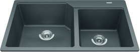Granite Series 33.88-In Lr X 19.69-In Fb Drop In Double Bowl Granite Kitchen Sink in Stone Grey