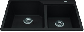 Granite Series 33.88-In Lr X 19.69-In Fb X 9.06-In Dp Drop In Double Bowl Granite Kitchen Sink in Mocha