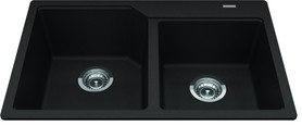 Granite Series 30.69-In Lr X 19.69-In Fb X 8.63-In Dp Drop In Double Bowl Granite Kitchen Sink in Mocha
