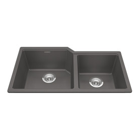 Granite Series 33.88-In Lr X 19.69-In Fb Undermount Double Bowl Granite Kitchen Sink in Slate Grey
