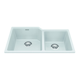 Granite Series 33.88-In Lr X 19.69-In Fb Undermount Double Bowl Granite Kitchen Sink in Polar White