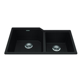 Granite Series 33.88-In Lr X 19.69-In Fb Undermount Double Bowl Granite Kitchen Sink in Mocha