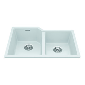Granite Series 30.69-In Lr X 19.69-In Fb Undermount Double Bowl Granite Kitchen Sink in Polar White