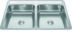 Creemore 33-In Lr X 22-In Fb X 6-In Dp Drop In Double Bowl 1-Hole Stainless Steel Sink in Commercial Satin Finish