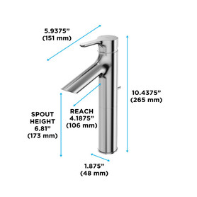 Toto(R) Tls01304U#Cp Lb Series 1.2 Gpm Single Handle Bathroom Faucet For Semi-Vessel Sink With Drain Assembly, Polished Chrome