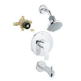 Shower Tub Combination with Rough-in in Starlight Chrome