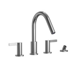 Toto(R) Gf Two Lever Handle Deck-Mount Roman Tub Filler Trim With Handshower, Polished Chrome