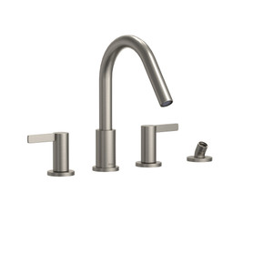 Toto(R) Gf Two Lever Handle Deck-Mount Roman Tub Filler Trim With Handshower, Brushed Nickel