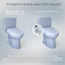 Toto(R) Washlet(R) S7 Electronic Bidet Toilet Seat With Ewater+(R) Bowl And Wand Cleaning, Classic Lid, Elongated, Sedona Beige