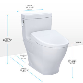 Toto(R) Washlet+(R) Aimes One-Piece Elongated 1.28 Gpf Toilet And Washlet S5 Bidet Seat, Cotton White