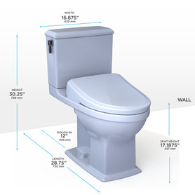 Toto(R) Washlet(R)+ Connelly(R) Two-Piece Elongated Dual Flush 1.28 And 0.9 Gpf Toilet And Washlet S2 Bidet Seat, Cotton White