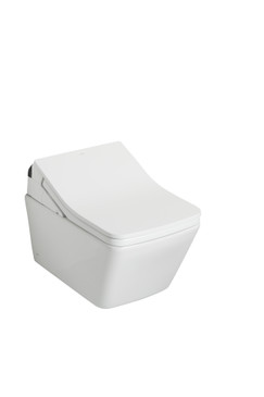 Toto(R) Washlet(R)+ Sp Wall-Hung Square-Shape Toilet With Sx Bidet Seat And Duofit(R) In-Wall 1.28 And 0.9 Gpf Dual-Flush Tank System, Matter Silver