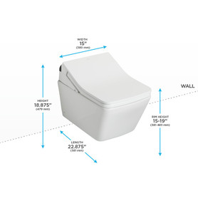 Toto(R) Washlet(R)+ Sp Wall-Hung Square-Shape Toilet With Sx Bidet Seat And Duofit(R) In-Wall 1.28 And 0.9 Gpf Dual-Flush Tank System, Matter Silver