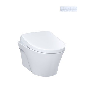Toto(R) Washlet(R)+ Ap Wall-Hung Elongated Toilet With S7A Contemporary Bidet Seat And Duofit(R) In-Wall 0.9 And 1.28 Gpf Auto Dual-Flush Tank System, Matte Silver