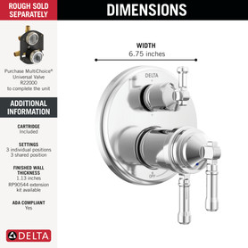 Delta Broderick(R): 17T Series Integrated Diverter Trim 6-Setting