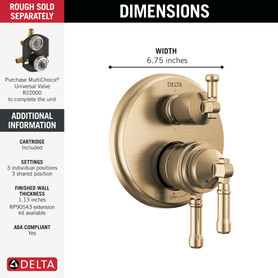 Delta Broderick(R): 17 Series Integrated Diverter Trim 6-Setting