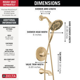 Delta Albion(TM) : Monitor(R) 14 Series Tub and Shower Trim Only with In2ition(R) Hand Shower