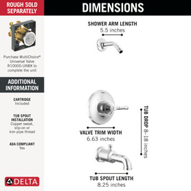 Delta Broderick(R): 14 Series Tub Shower Trim - Less Head