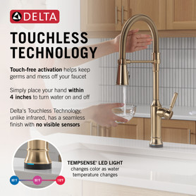 Delta Renaldi(TM): Touch2O(R) Technology Kitchen Faucet with Touchless Technology