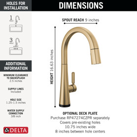 Delta Monrovia(R): Touch<sub>2</sub>O(R) Technology Kitchen Faucet with Touchless Technology