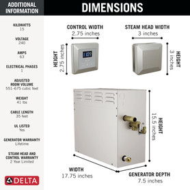 Delta Universal Showering Components: SimpleSteam(TM) Kit - 15kW