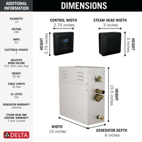 Delta Universal Showering Components: SimpleSteam(TM) Kit - 10kW