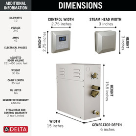 Delta Universal Showering Components: SimpleSteam(TM) Kit - 10kW