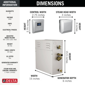 Delta Universal Showering Components: SimpleSteam(TM) Kit - 6kW