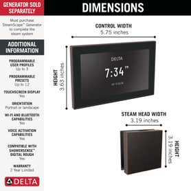 Delta Universal Showering Components: Square Digital Steam Package