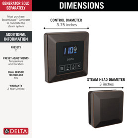 Delta Universal Showering Components: Square Steam Package