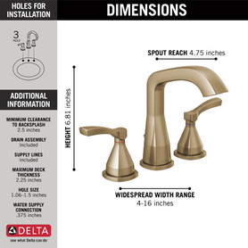 Delta Stryke(R): Two Handle Widespread Bathroom Faucet