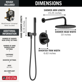 Delta Modern: Monitor(R) 14 Series Shower with Raincan, Hand Shower & Rough Valve