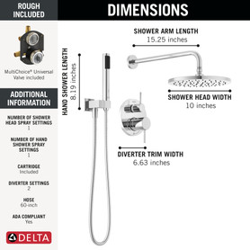 Delta Modern: Monitor(R) 14 Series Shower with Raincan, Hand Shower & Rough Valve